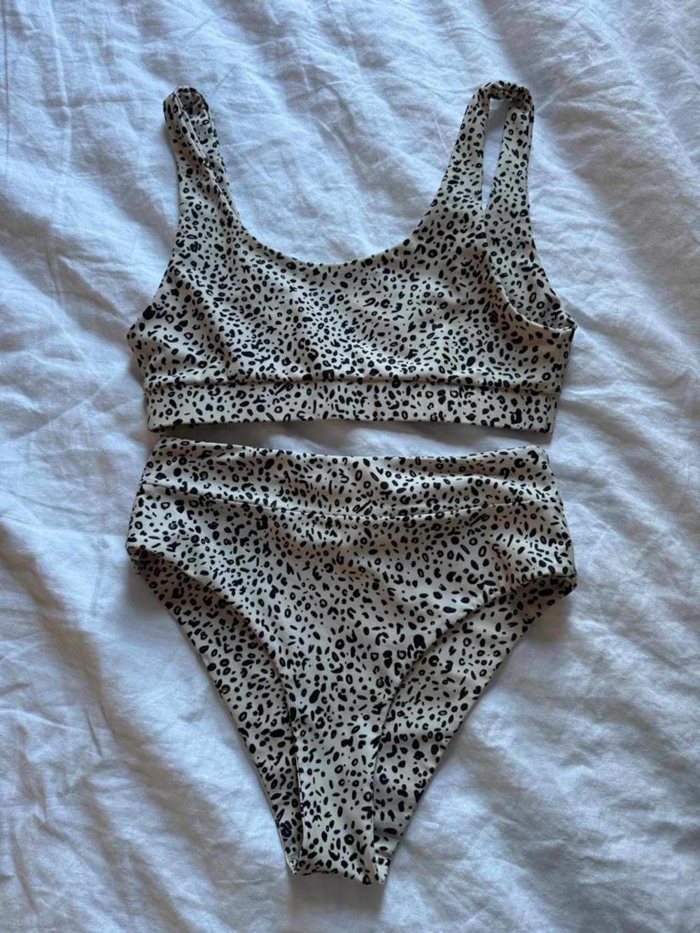 Kulani Kinis Beige and Black Leopard Print High Waisted Bikini